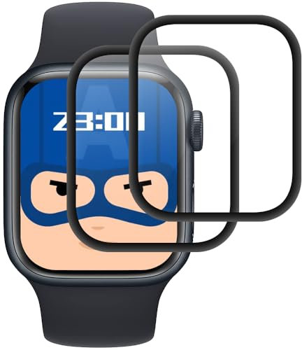 2 Stück Panzer Schutz Glas für Apple Watch Series 7/8/9 45mm, Panzerglas Schutzfolie,[9H Härte][HD Klare][Blasenfrei][Anti-Kratzen] Handyfolie