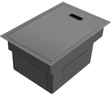 Fregadero de cocina oculto bajo encimera, de acero inoxidable con práctica placa de cubierta y grifo de agua caliente y fría elevable, giratorio 360°, ahorro de espacio, juego de 45 x 30 x 23 cm