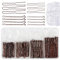 370 Pièces Epingle Cheveux Femme, Métal épingle à Cheveux, 5cm 6cm 7cm U Pince a Chignon Pinces à Cheveux, pouce Bandes de Cheveux Transparentes, avec Boîte de Rangement-marron