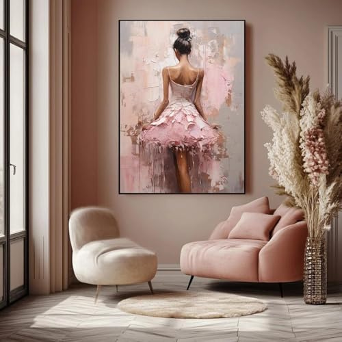 KEMEIQI Abstrakte Graffiti-Ballerina, schönes Mädchen, Balletttänzerin, rosa Schuhe, Kunstwerk, Poster, Leinwandbild, Wandbilder, Heimdekoration, 70 x 100 cm, rahmenlos