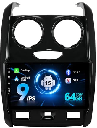 MISONDA 2G+64G Autoradio Android 15 pour Renault Duster 2015-2020 avec Carplay Android Auto DSP écran Tactile 9 Pouces - Mirror Link GPS WiFi BT FM/RDS SWC Fast Boot Caméra