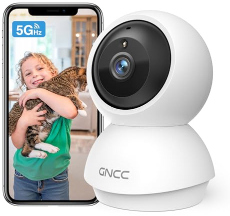 GNCC 2K WiFi Cameras for Home Security, Security Camera Indoor, Baby/Pet Camera with Phone App, 2.4/5GHz, Motion Detector, Night Vision, 2-Way Audio, SD/Cloud Storage, Works with Alexa & Google Home