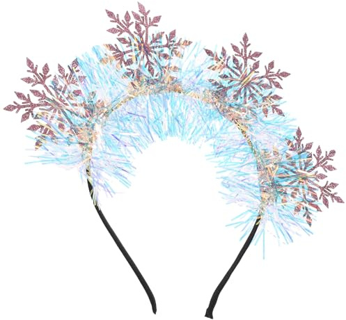 NUSITOU Bandeau de Noël à Paillettes 4 Flocons de Neige Rose Argenté, Serrage-tête Décoratif Léger pour Femmes et Filles, Accessoire Cheveux Festif pour Fêtes et Événements Hivernaux