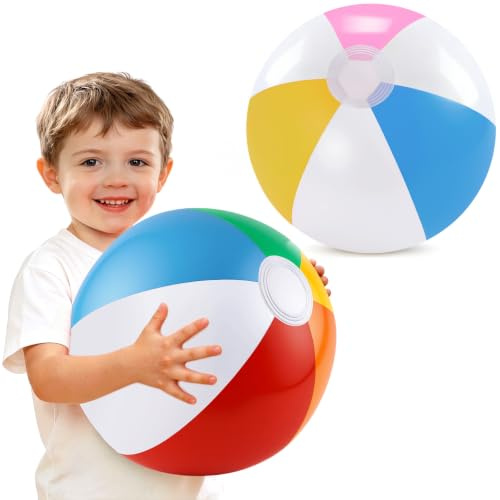 UNOLIGA Wasserball Aufblasbar, Wasserbälle Kinder, Strandball Schwimmball, Leuchtende Farben, Glatt & Rund, Aufgeblasener Durchmesser 25–27 cm