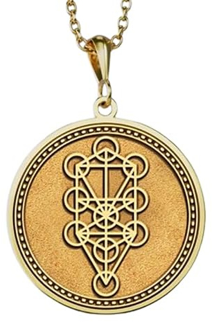 WORLD WIDE GEMS Collana con ciondolo a forma di Albero della Vita della Kabbalah in rilievo, realizzata in argento sterling 925 con placcatura in oro, catena a maglia da 45 cm, |WW_EMBO_00237