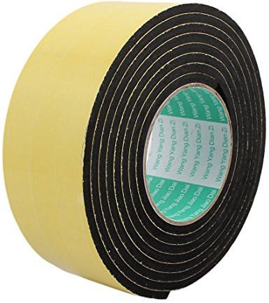 Sourcingmap 3Meter 60mm x 5mm Single-Side Adhesive Shockproof Sponge Foam Tape for Door Window Yellow Black