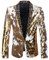 PYJTRL Herren-Blazer mit 2 Farben und glänzenden Pailletten (L, Gold + Weiß)