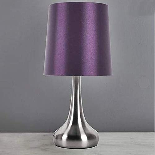 MND Stylish & Adorable Rimini Touch Lamp with Faux Silk Lampshade Bedside Sideboard Desk Table Lamp - Purple