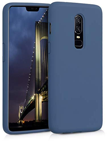 kwmobile Hülle kompatibel mit OnePlus 6 Hülle - Silikon Handy Case - Handyhülle weiche Oberfläche - kabelloses Laden - Marineblau
