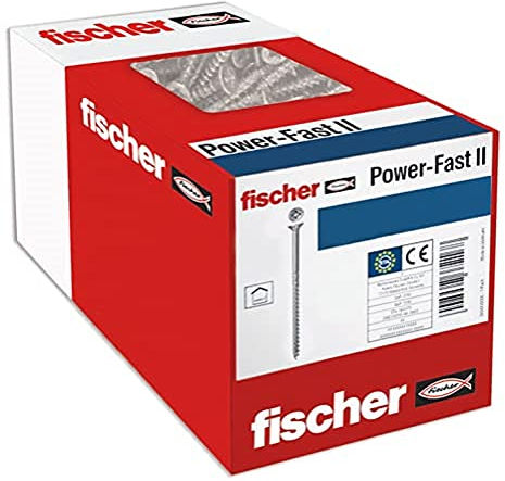 fischer PowerFast II CZP 3,5 x 40, Spanplattenschraube (1000 Stk.) mit Teilgewinde, Senkkopfschraube mit Kreuzschlitz, Schraube für Holzverarbeitung, reduziert Einschraubwiderstand & Einschraubzeit