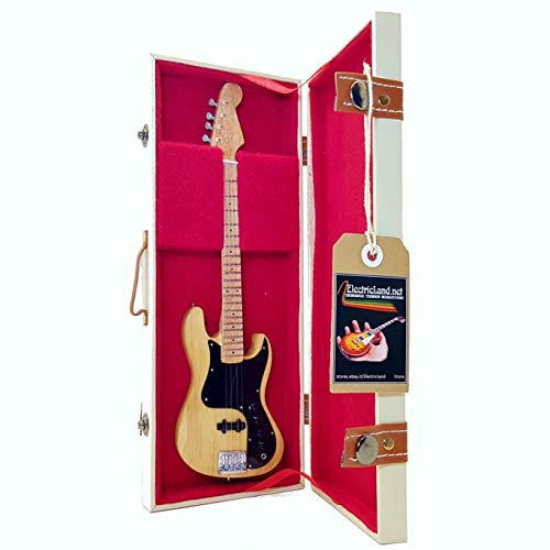 Mini Guitar Marcus Miller Jazz Bass Replik Model + Hardcase Box Miniaturgitarre im Maßstab 1:4 mit Sammeletui Gadget Rock