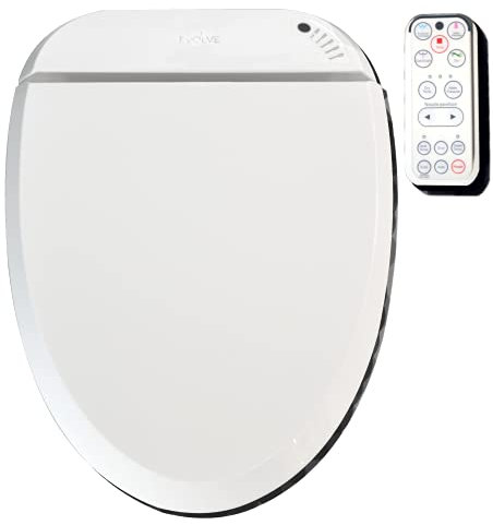 EVOLVE Electronic Remote Control Bidet Elongated Smart Toilet Seat, Soft Close, Warm Seat, Warm Water and Dry, LED Nightlight, Eco Power Save, Self Cleaning Full Stainless Nozzle