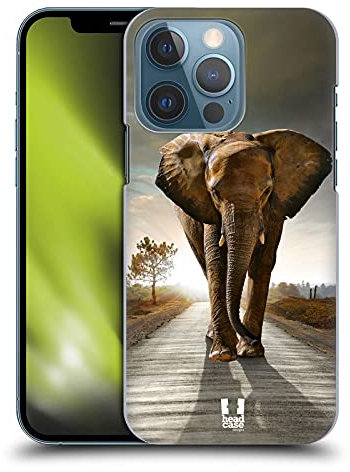 Head Case Designs Elefant Auf Der Strasse Tierwelt Harte Rueckseiten Handyhülle Hülle Huelle kompatibel mit Apple iPhone 13 Pro