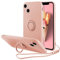UEEBAI Coque de Protection pour iPhone 13 (6,1), Ultra Fine, en Silicone, avec Anneau Rotatif à 360°, avec dragonne, Support magnétique pour Voiture, en TPU, Rose