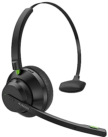 AUSDOM Cuffie Bluetooth con Microfono, Fino a 50 Ore, Cuffie Mono per PC con Riduzione del Rumore AI Mic, Cuffie per Chat Wireless per Autisti di Auto/Home Office/Call Center