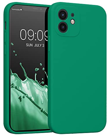kwmobile Handyhülle kompatibel mit Apple iPhone 12 Hülle - gummierte Handy Case aus Silikon in Smaragdgrün