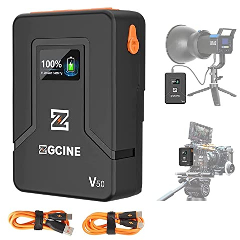 HolaFoto ZGCINE ZG-V50 V Mount Battery 14.8V 50Wh Power Bank Li-ion Batteries for Video Cameras/Camera Monitor/LED Video Light/Smartphones and Other Digital Equipment