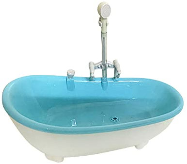 Colcolo Puppenhaus Badewanne Im Maßstab 1: 6, Puppenhaus Dekoration, Elektrisches Badezimmerzubehör für 12 Zoll Puppenfiguren, Geburtstagsgeschenke, Blau