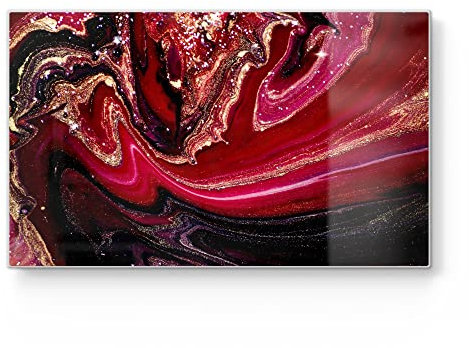 DEQORI Frühstücksbrett Glas | klein 23x14 cm | Motiv Marmor-Lavafluss | Design Schneidebrett für Küche | Frühstücksbrettchen antibakteriell & rutschfest | Glasplatte & Servierplatte