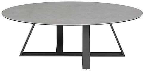 Home4You Couchtisch - Grau - Schwarz matt - Keramik - Metallgestell - 120 x 70 cm