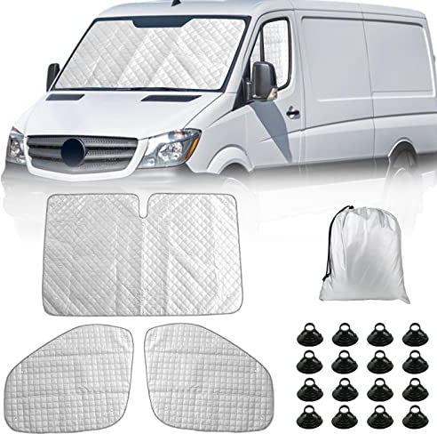 Parasol del Parabrisas Automóvil Reemplazo para Mercedes Sprinter 2006-2018, Cabina del Conductor, Cubierta de Parasol Automóvil, Parasol Plegable Forro Negro (2006-2018)