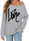 florynova Women Sweaters Printed Off Shoulder Sweatshirt Long Sleeve Pullover Strapless Tops Oversized Shirt(Grey, M)