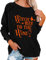 Halloween Pullover Damen Langram Frauen Pullover Halloween B Print Lässige langärmlige O-Ausschnitt Mode Warme Winter Sweatshirt Tops Kapuzenjacke Mädchen (Black, XXL)