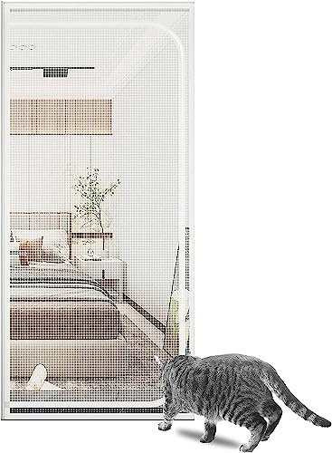 Porta con zanzariera for Gatti aggiornata, Porta con zanzariera Resistente ai Gatti, impedisce agli Animali Domestici di fuggire, zanzariere con Cerniera Ispessita (Color : B, Size : 85x200cm)