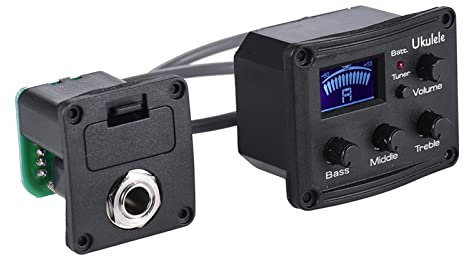 Micro pour ukulélé, micro piézoélectrique Ukelele, préampli 3 bandes EQ système d'accordeur avec écran LCD