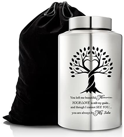 Gredstar Tree of Life Adult Cremation Urn for Human Ashes - Large Memorial Urn with Black Velvet Bag, Funeral Decorative Ashes Holder for Burial or Keepsake,Always By My Side