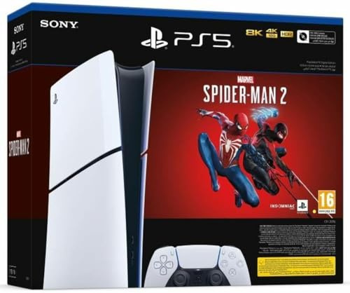 Console Sony PS5 Slim Edition digitale Blanc et Noir + Marvel s Spider Man 2