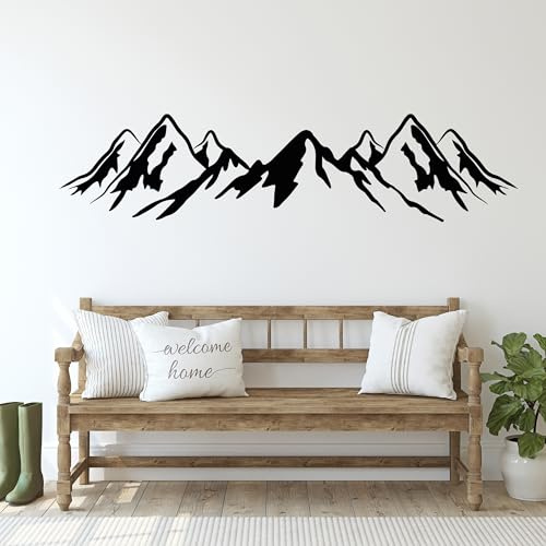 GRAZDesign Wandtattoo Berge Camping, Camper, Reise Aufkleber für Wohnzimmer, Flur, Schlafzimmer, Wohnmobil Innen und Außen - 169x40cm / schwarz