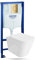 Lavita Vorwandelement Solido + Wand Hänge WC Maio Weiß Spülrandlos+ WC Sitz mit Absenkautomatik Goldener Knopf Komplettset Unterputz Spülkasten Toilette Komplett Sett WC