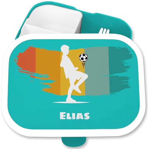 Kinder Campus für Mepal - Fußball Jungen Brotdose Fußballfan Jungs - 750 ml - Türkis - einschulung fussball brotbox soccer jausenbox fusball geschenke kind fußballfans brotzeitbox