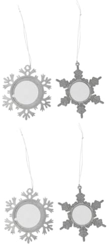 TOPBATHY 4 Stück Schneeflocke-Rahmen-anhänger Weihnachtsbaum Bilderrahmen Halskette Mit Fotorahmen Weihnachtskette Weihnachtsschneeflocken-bilderrahmen Metall Zinklegierung Ornament
