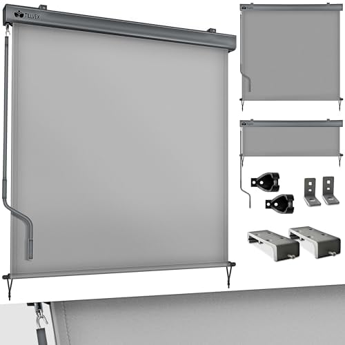 tillvex® Toldo Vertical de 160 x 250 cm para Exterior e Interior, Resistente al Agua con manivela para balcón, terraza y jardín, Estor para balcón, protección Solar de Aluminio