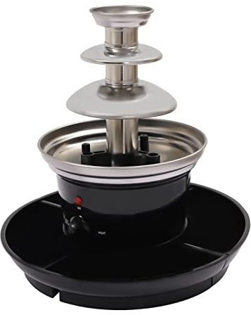 Fontaine à chocolat électrique à 3 niveaux - En acier inoxydable - Avec plateau alimentaire et fourchette - Pour anniversaire, mariage, anniversaire