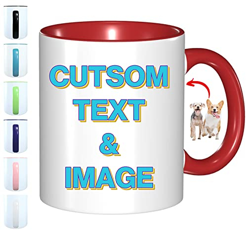 FEICANSEN Custom Mug Personalized Mug Customizable Gift Cup Customized Photo and Text or Logo Funny Picture Coffee Cup (Red)