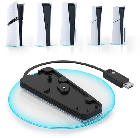 IINE Soporte vertical RGB para PS5/Slim/Pro, PS5/Slim/Pro Base Stand con luces Adjustabel, base de estación vertical con tornillo y cable USB para edición digital/disco