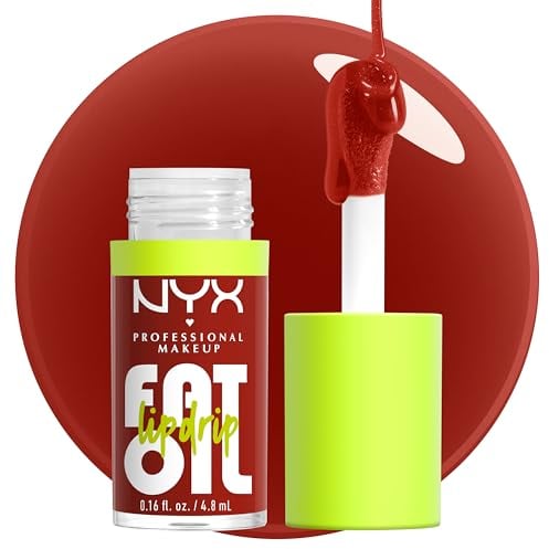 Nyx Professional Makeup Feuchtigkeitsspendender Lipgloss, Intensiver Glanz und bis zu 12 Stunden Pflege, Mit dickem Applikator und nährenden Ölen, Fat Oil Lip Drip, Farbe: Losin' Cone-Trol, 1 Stück