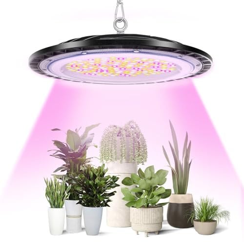 DIKHEE LED Grow Lights, 200W Full Spectrum Plant Growing Lamps for Indoor Plants, Hanging Grow Light with Plug and 1 Meter Iron Chain, Plant Grow Lights for Seedling, Flowering, Fruiting (NO Plug)