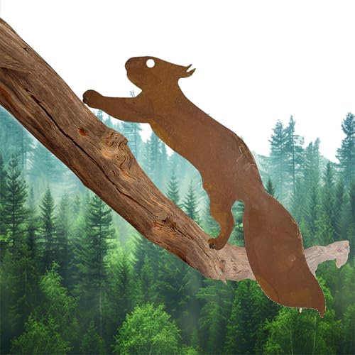 Esshogo Verrostete Eichhörnchen, Rostiges Metall Eichhörnchen, Rostiges Eichhörnchen, Eichhörnchen Deko, Gartendekorationen Für Den Außenbereich, Rost Deko Für Garten