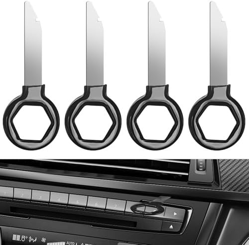 ZUOQIANG 4 Pcs Car Radio Removal Tool with Easy Grip Handle,Stainless Steel Pins Radio Adapter Disassembly for Audio CD Player Radio Head Unit Navigation