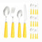 Light Luxury Cute Ceramic Cheese Handle Kitchen Stainless Steel Silverware Tableware Flatware Cutlery Set Steak Knife Fork Spoon Teaspoon (Yellow,16 Pieces)
