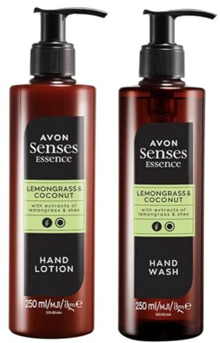Senses Essence Lemongrass and Coconut Care Set 250ml bottles, includes Hand Wash and Hand Lotion.