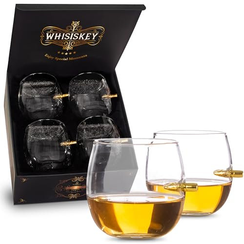 Whisiskey – Verre a Whisky - 4 Verres Balle (4x 285 ml) - Coffret Cadeau Homme – Verre a Rhum - Verre Whisky