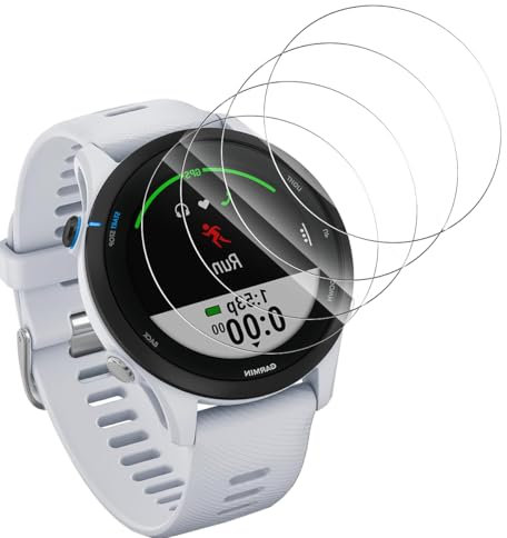 Yieehhow Verre Trempé pour Garmin Forerunner 255/255 Music Protection Écran, [4 Pièces] 9H Dureté Vitre Trempé, Sans Bulles/HD Vitre Protection D'écran pour Garmin Forerunner 255/255 Music