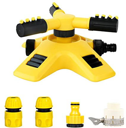 Arroseur de Jardin, arroseur de pelouse réglable à Rotation à 360 degrés, Couverture de Grande Surface, arroseur de pelouse pour Cour, arroseurs d'eau de Jardin pour pelouse (with Adapter Set)