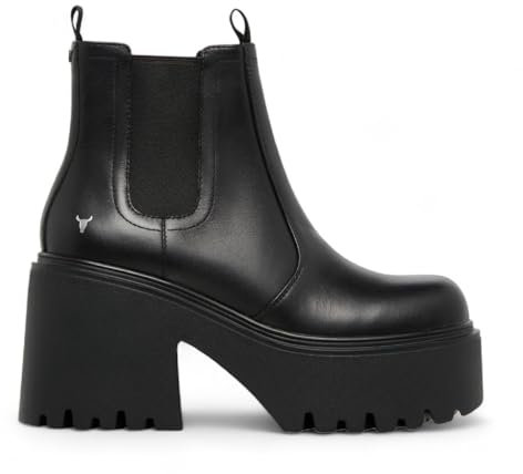 Stivaletti Chelsea alla Caviglia con Plateau in Pelle Nera da Donna Windsorsmith - Tricky