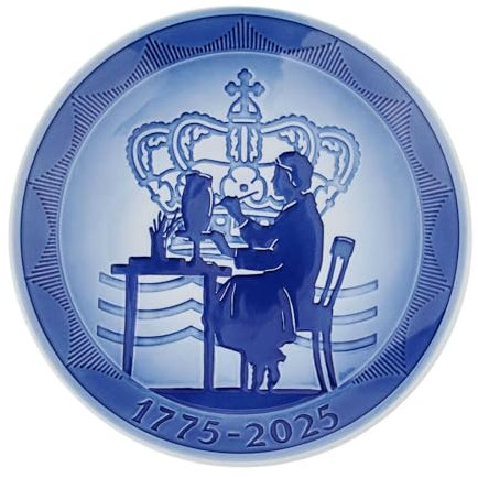 Royal Copenhagen 1074930 - Piatto da collezione per anniversario di matrimonio, 18 cm, Royal Copenhagen 250° Anniversario, diametro: circa 18 cm, colore: Blu